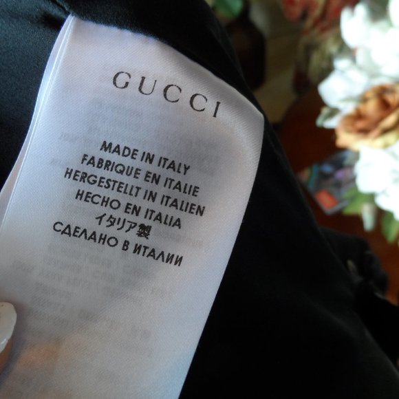 Gucci Black 100% Silk Dress with Lamb Leather Trim Size IT 42 - US 6 - Picture 15 of 16